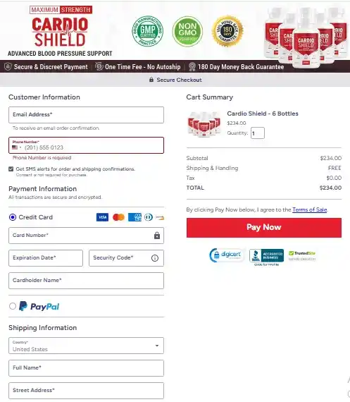 Cardio Shield Order Page